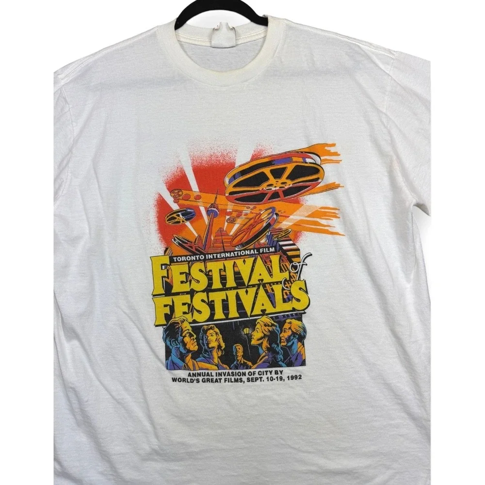 Brockum T-Shirt Mens XL White 1992 Toronto Film Festival Staff Vintage 90s